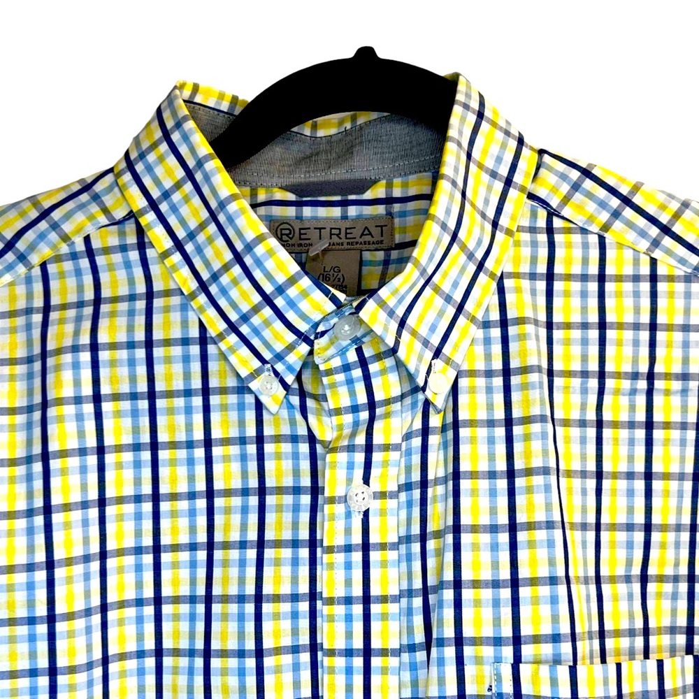 😎💪🏽Retreat Men’s Casual Short Sleeve Button Down Shirt size Large neck 16 1/2